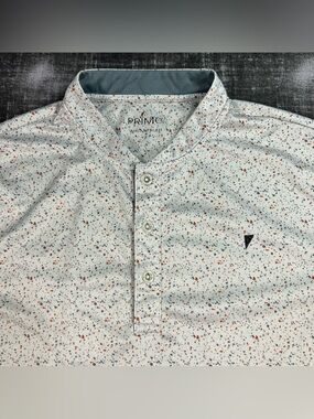 Primo Blade Polo Men Medium White Crisp Speckled Geometric Jawbreaker Golf Shirt